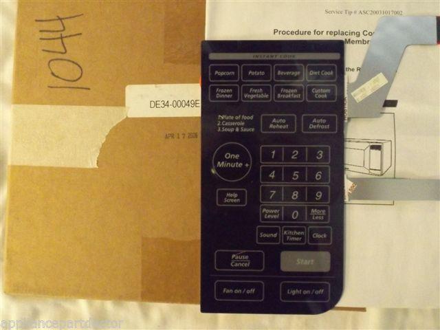 SAMSUNG MICROWAVE DE34-00049E Touch Pad Membrane NEW IN BOX SAMSUNG MICROWAVE DE34-00049E Touch Pad Membrane NEW IN BOX